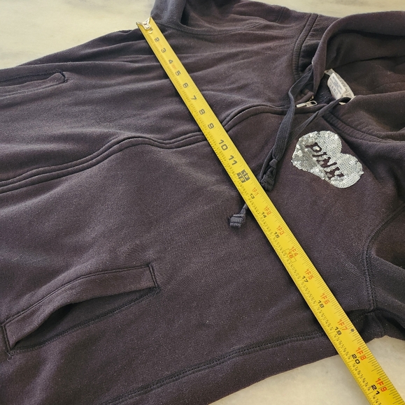 Victoria Secret PINK - Black Full Zip Hoodie With Silver Sequins Women's Large - Picture 6 of 7